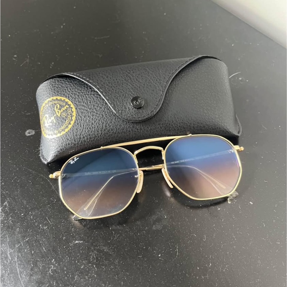 Ray-Ban Gold and Blue Gradient Sunglasses